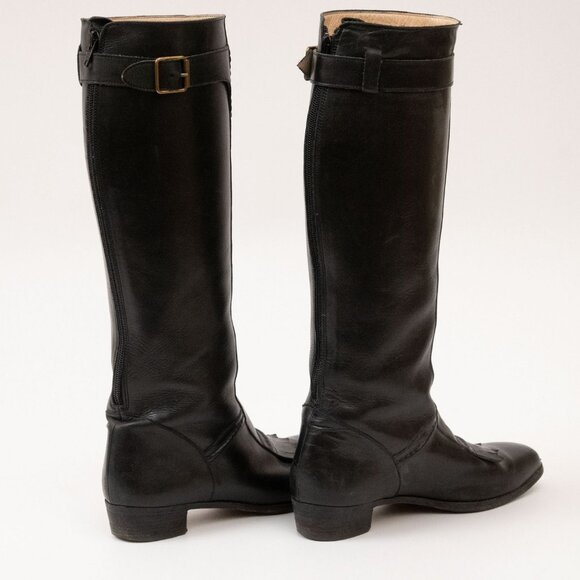 Manolo Blahnik Black Leather Tall Riding Boots – Made in Italy – Size 37.5 - Picture 3 of 16